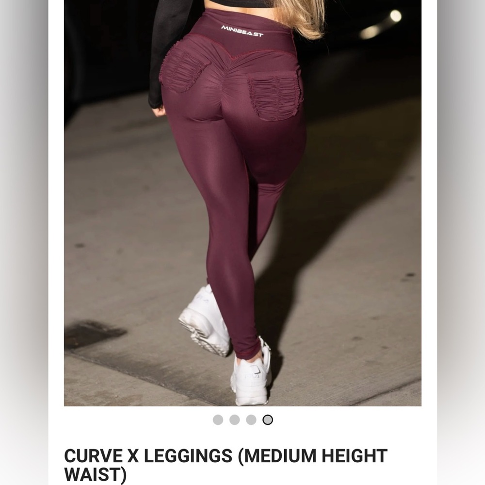MINIBEAST CURVE X LEGGINGS (MEDIUM HEIGHT WAIST), Large, Color: Maroon